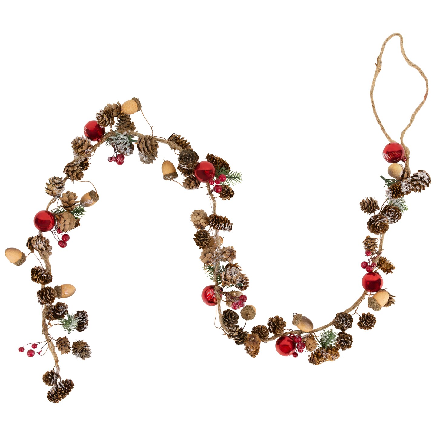 Northlight Pine Cones and Berries with Ornaments Christmas Twig Garland - 39.5&#x22; x 3&#x22; - Unlit