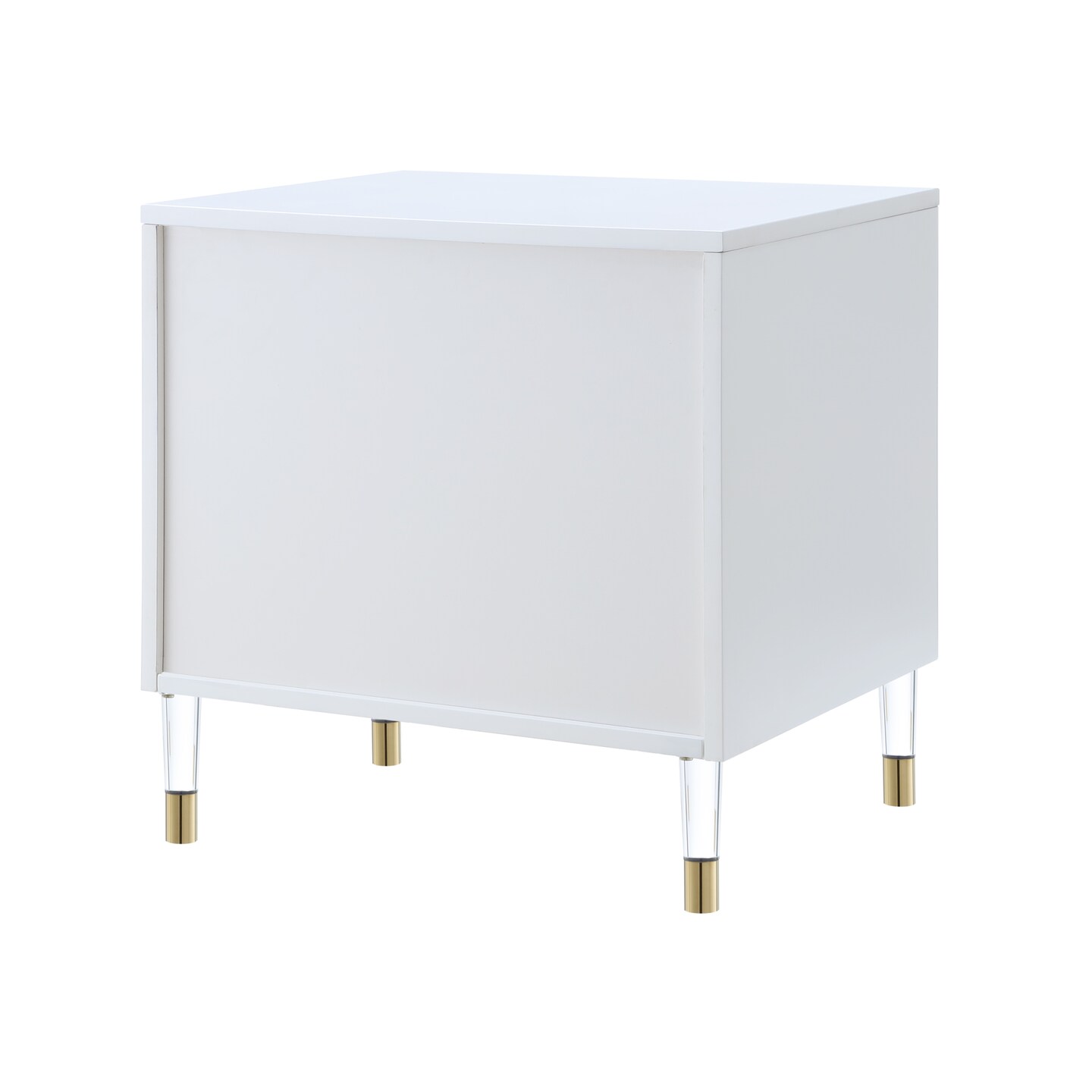 Telono High Gloss 3-Drawer Acrylic Knob/Leg Accent/Side Table Nightstand