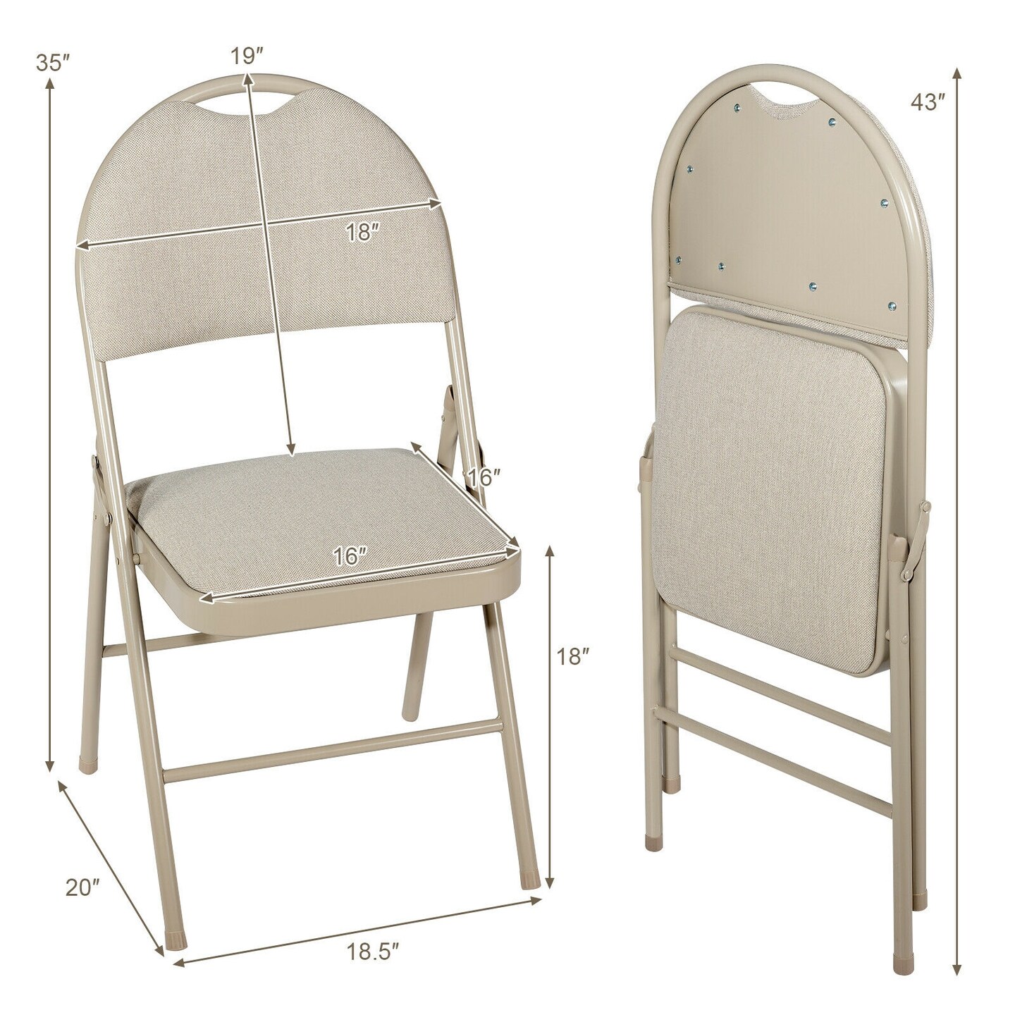 Set of 6 Folding Fabric Upholstered Metal Chairs