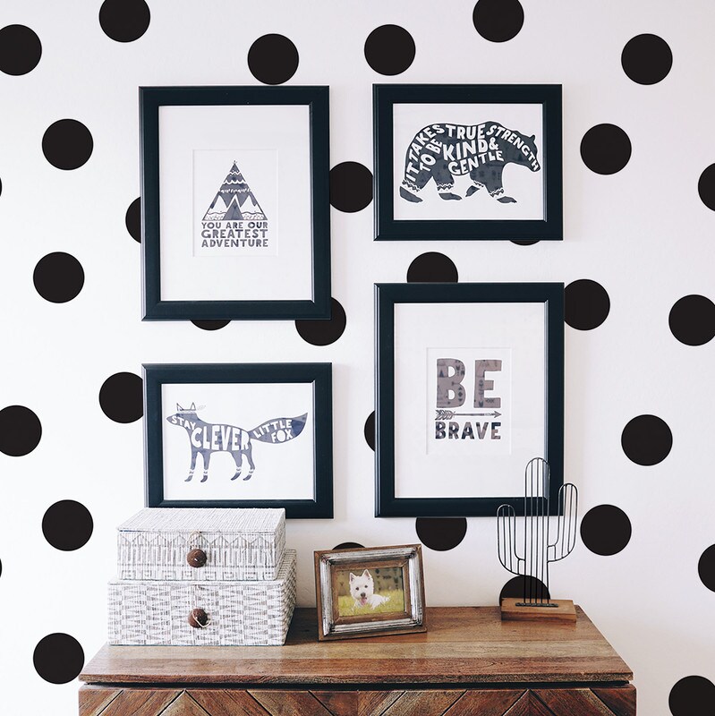 Tempaper Dots Peel and Stick Wallpaper Black/White