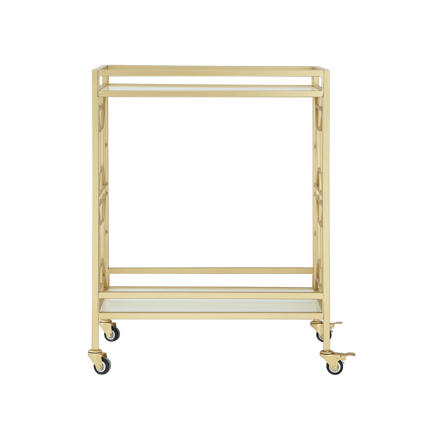 Mimi Glass Shelf Caster Leg Metal Bar/Serving Cart