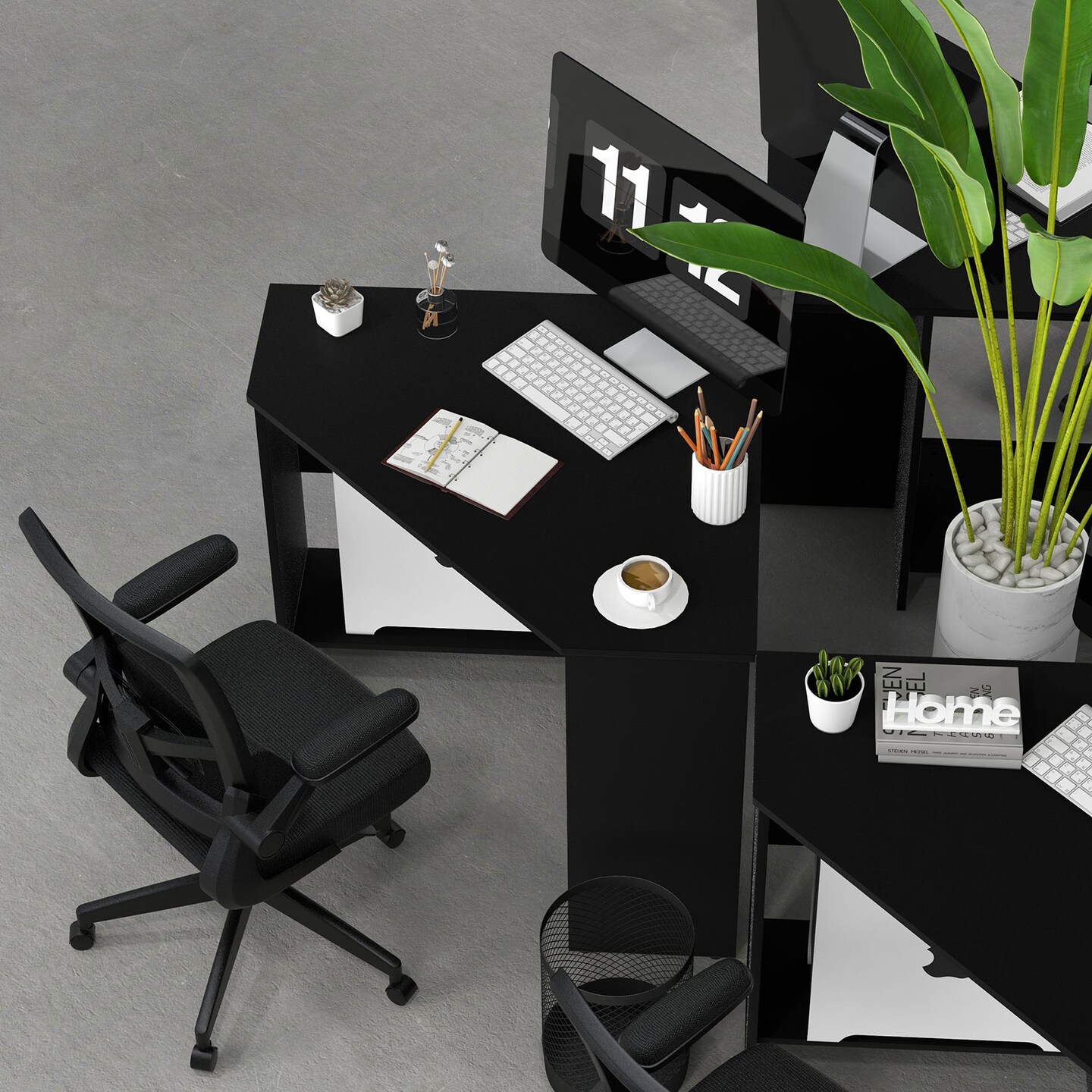 Ergonomic Desk Chair with Lumbar Support and Flip up Armrest-Black