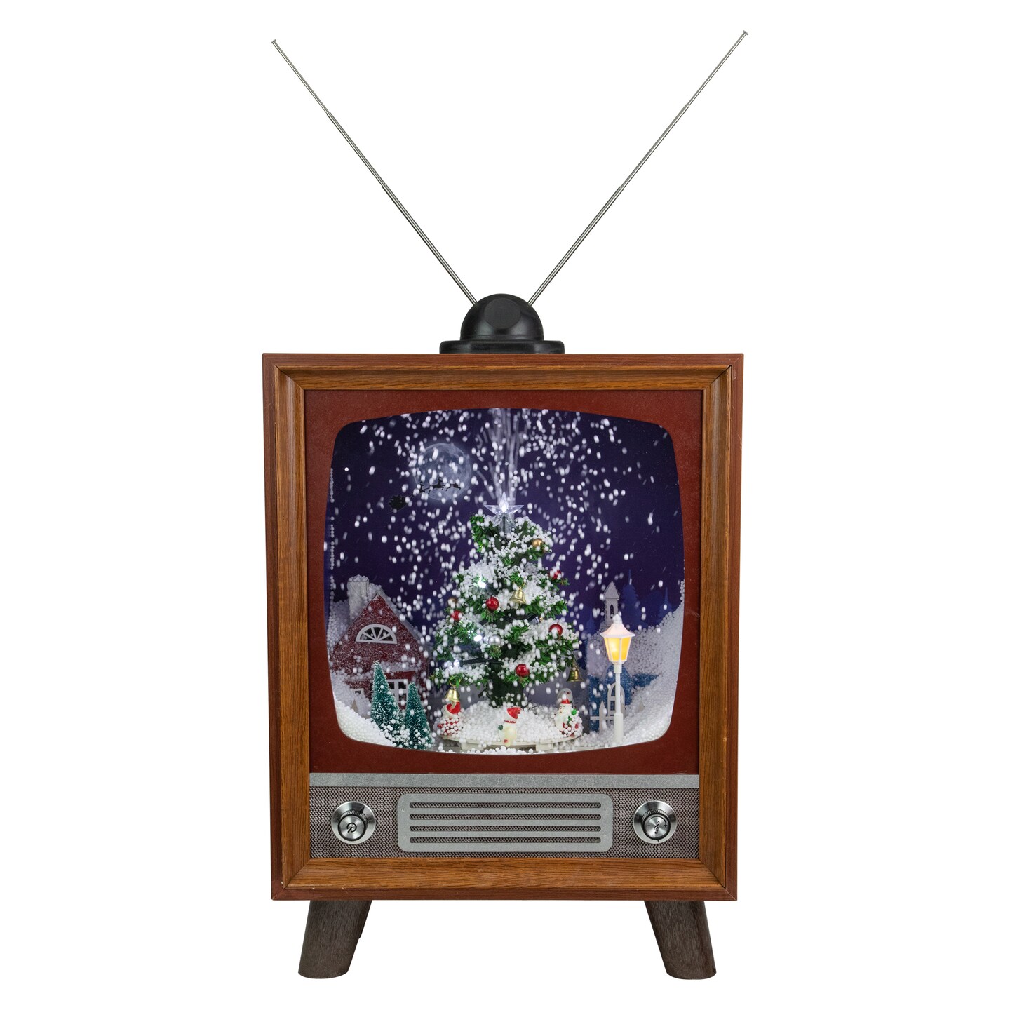 Northlight LED Lighted Musical Snowing Christmas Tree TV Set Decoration - 21"