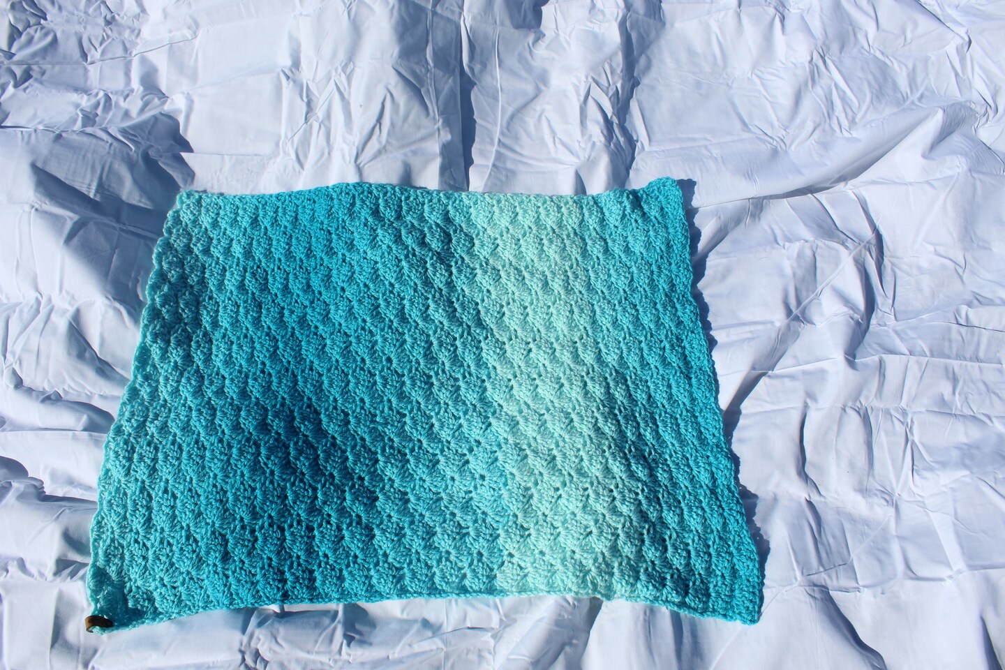 Blue Ombre Crochet Blanket (Free Pattern) - Crafting Each Day