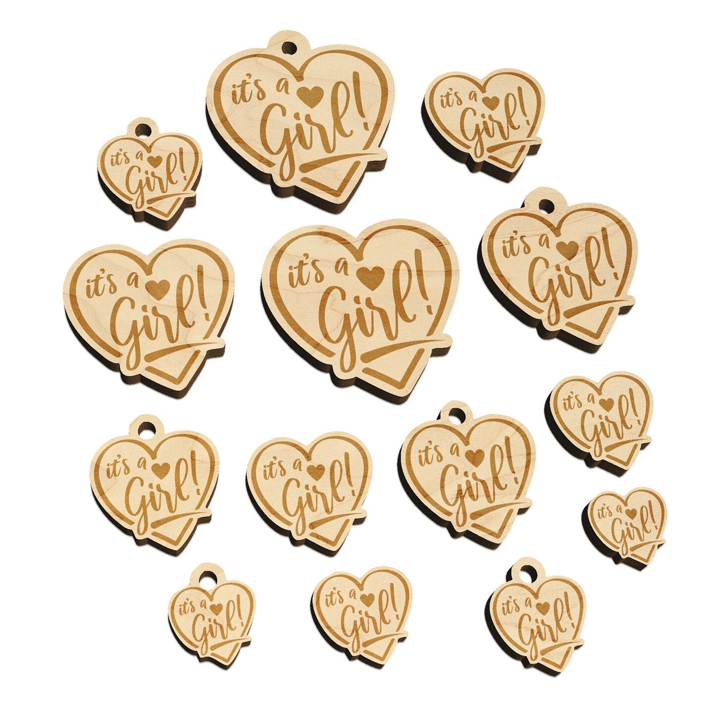 It&#x27;s a Girl Baby Shower Mini Wood Shape Charms Jewelry DIY Craft