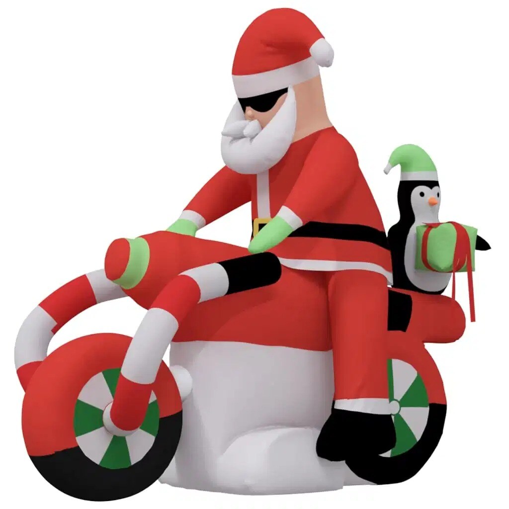 62.2" Christmas Inflatable Santa on Motorcycle with LED Lights