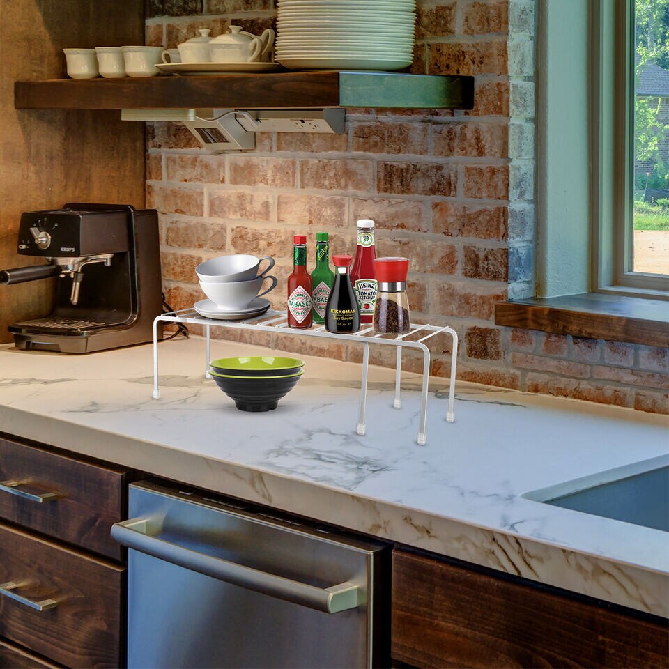 Expandable Kitchen Counter Cabinet Shelf Organizer Storage .