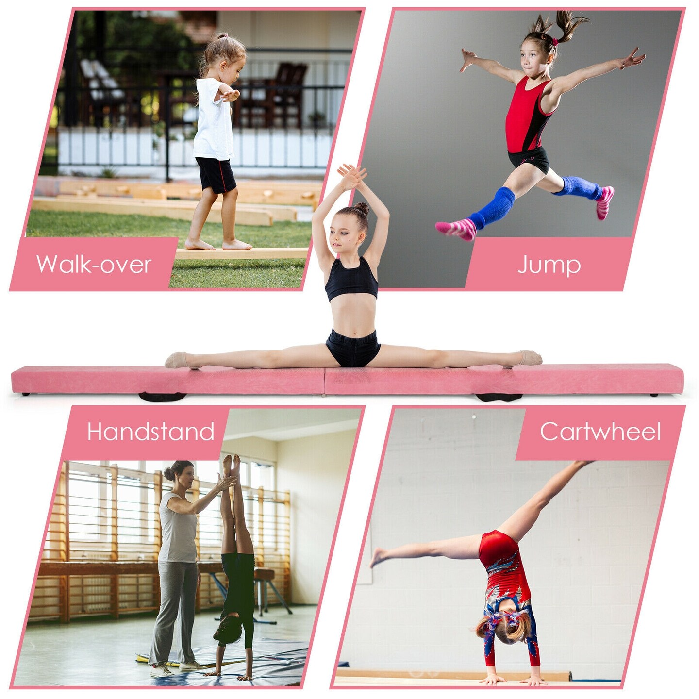 7 Feet Folding Portable Floor Balance Beam with Handles for Gymnasts