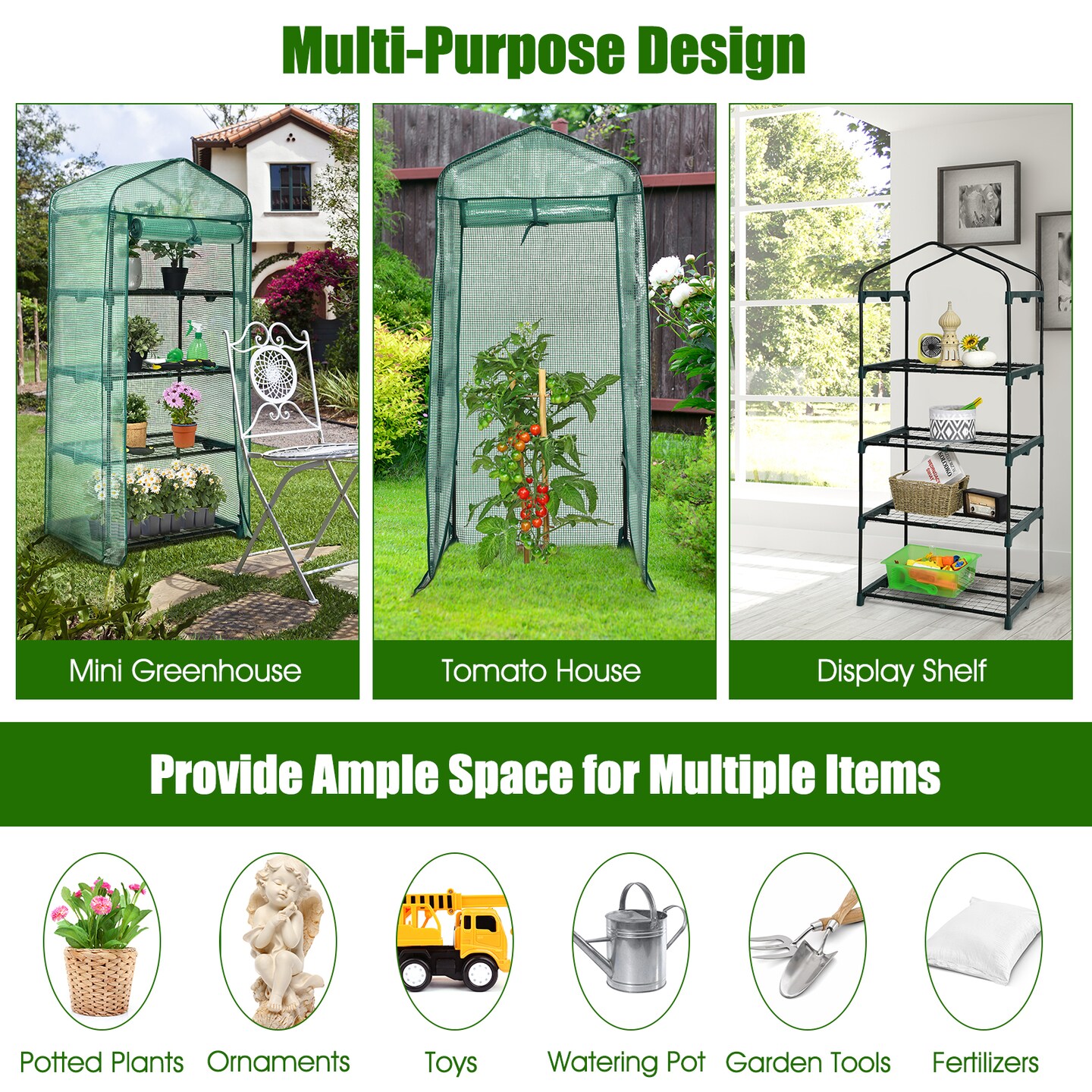 Mini Greenhouse with PE Cover 4-Tier Portable Warm House