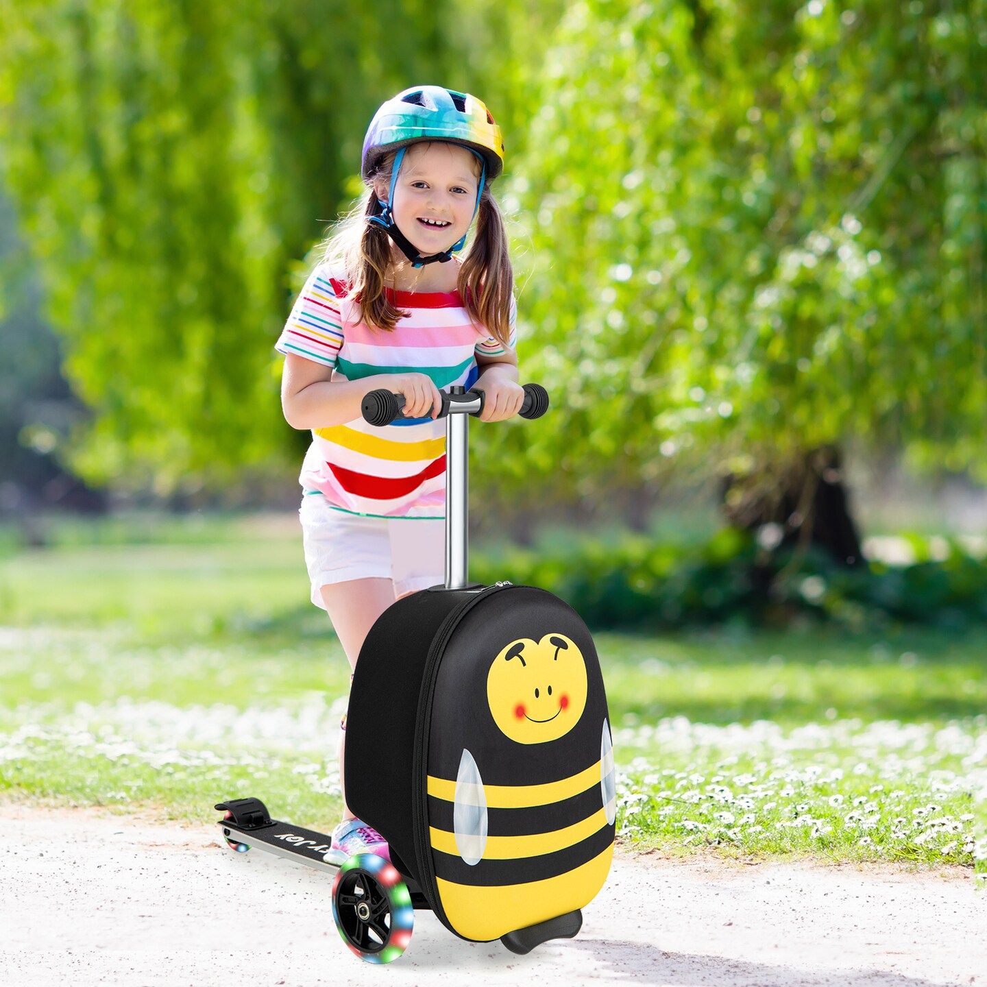 Hardshell Ride-on Suitcase Scooter with LED Flashing Wheels
