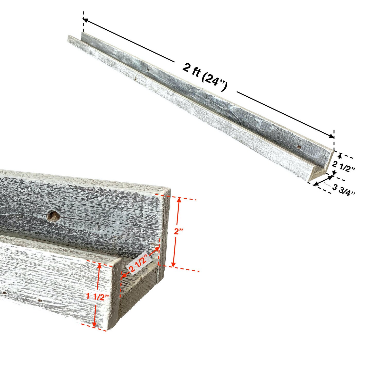 Rustic Farmhouse Long Floating Reclaimed Wood Shelf with Narrow Ledge for Decor Display & Storage