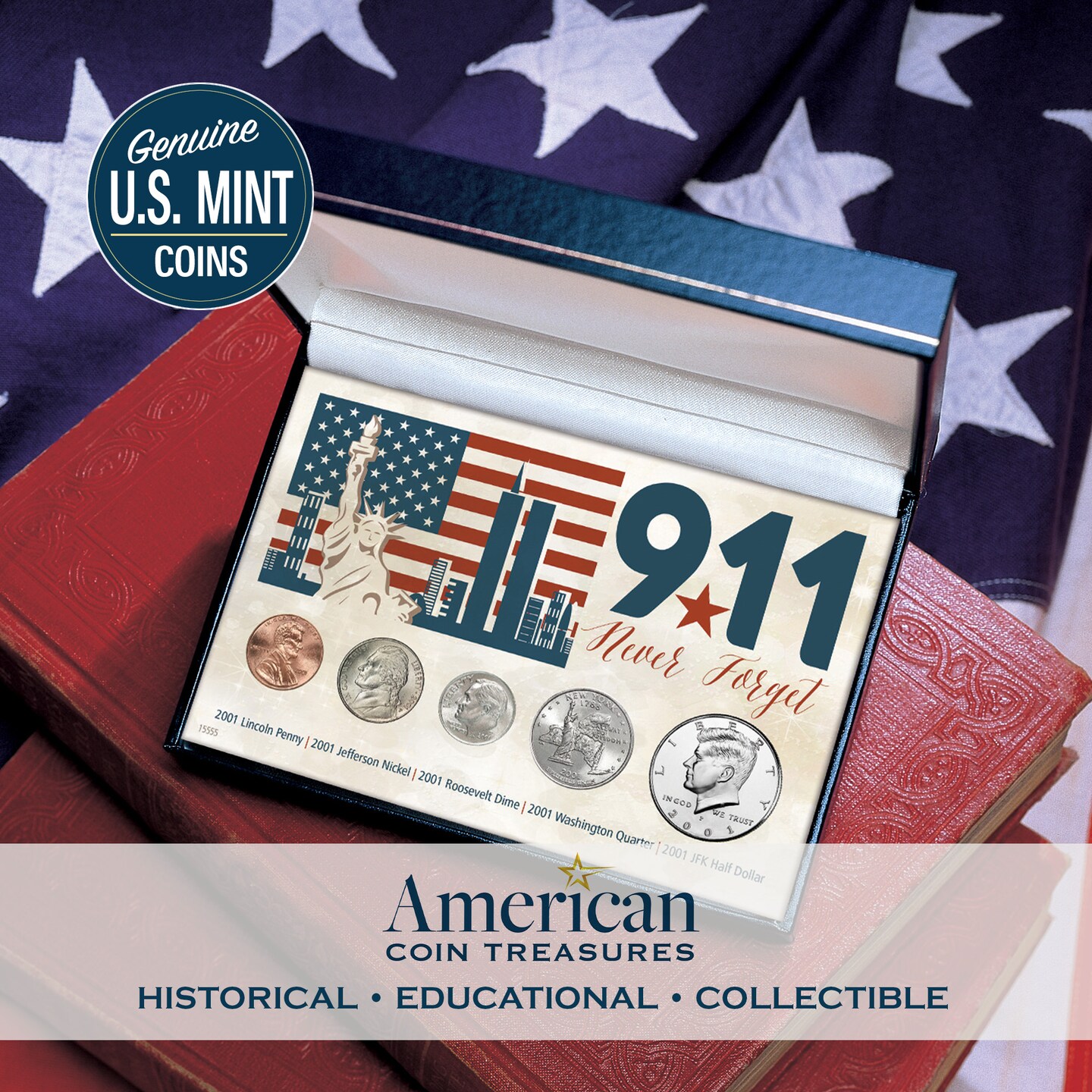 9-11 Never Forget Coin Collection in Display Box