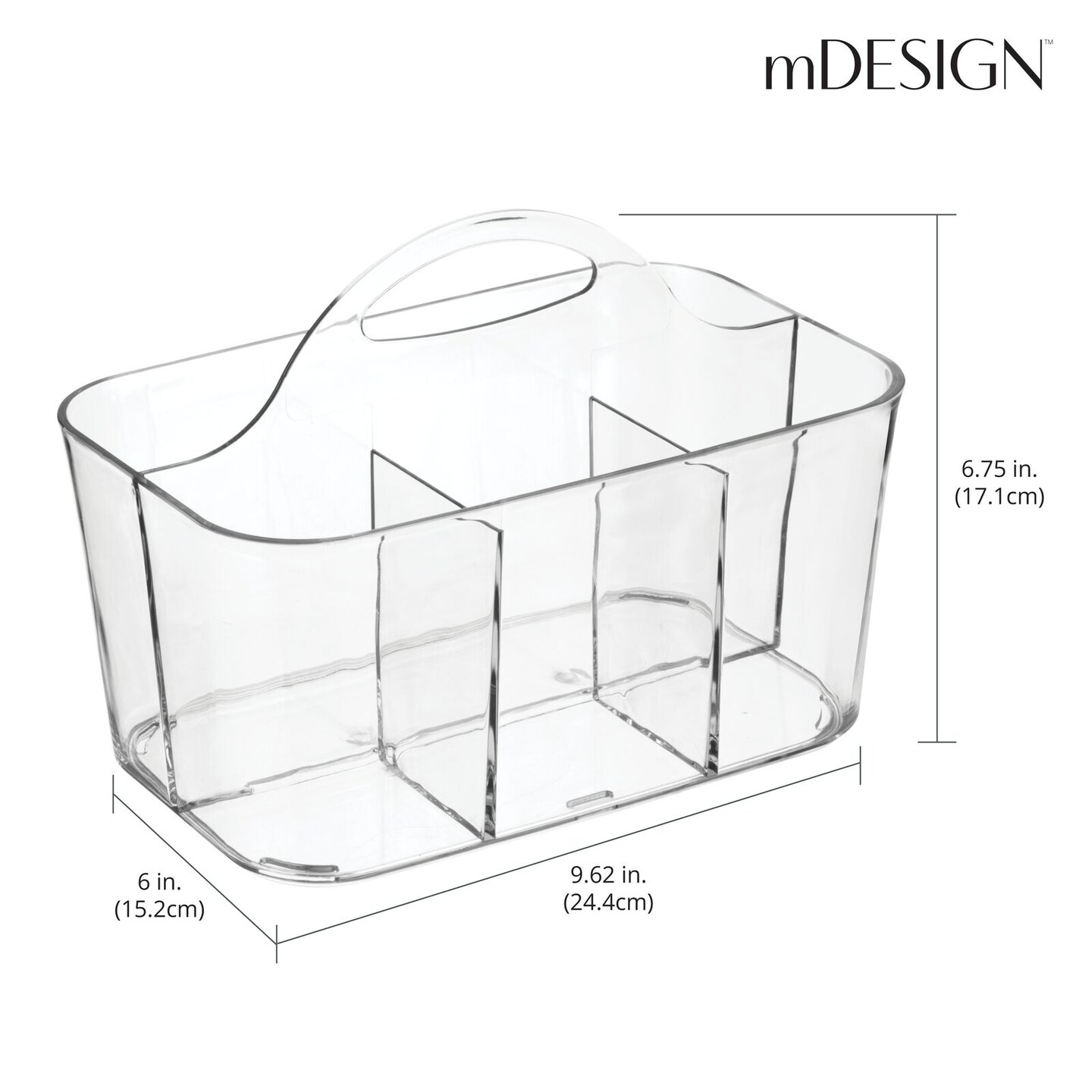 mDesign Plastic Shower Caddy Storage Organizer Basket with Handle