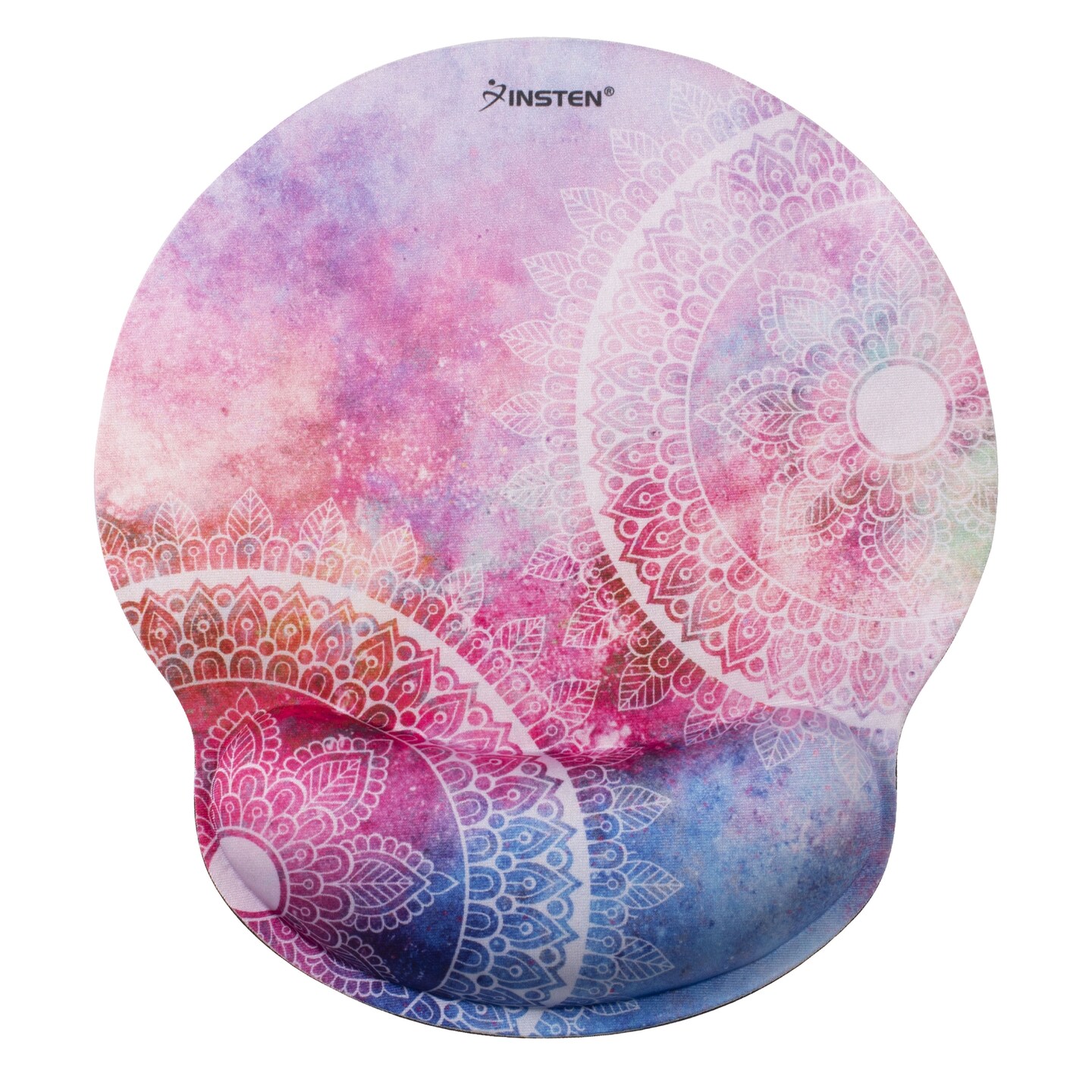 Insten Mandala Mouse Pad with Wrist Support Rest, Ergonomic Support, Pain Relief Memory Foam, Non-Slip Rubber Base, Round, Iris Colorful