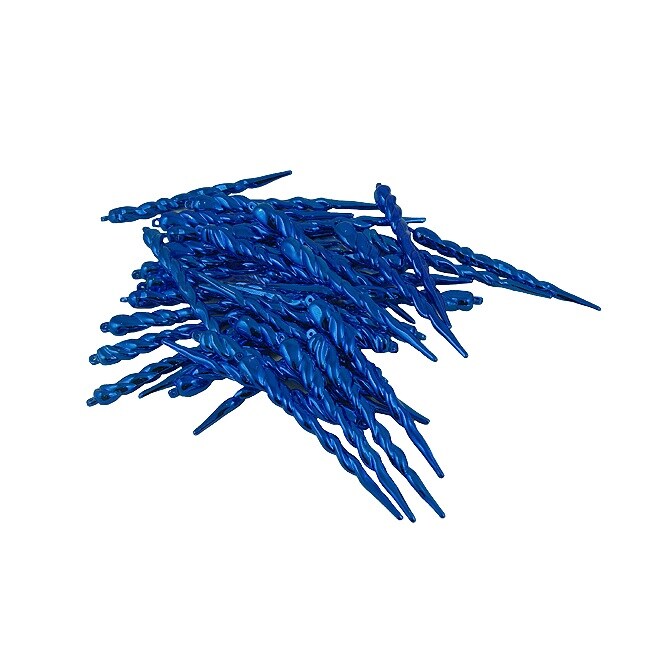 Northlight Shiny Shatterproof Icicle Christmas Ornaments - 5&#x22; - Lavish Blue - 36ct