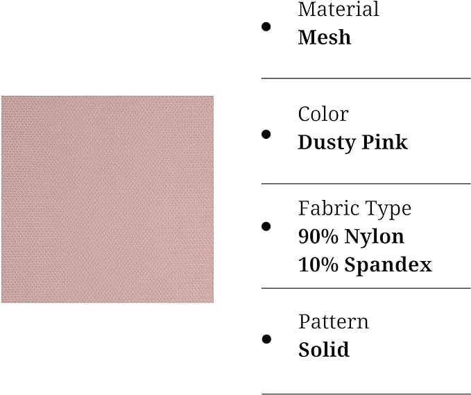 FabricLA Power Mesh Fabric Nylon Spandex - 60 Inches (150 cm) Wide - Use Mesh  Fabric for Sewing, Sports Wear, Ballet, Workout Tights, Garments - Mesh  Fabric by The Yard - Dusty Pink, 5 Continuous Yards