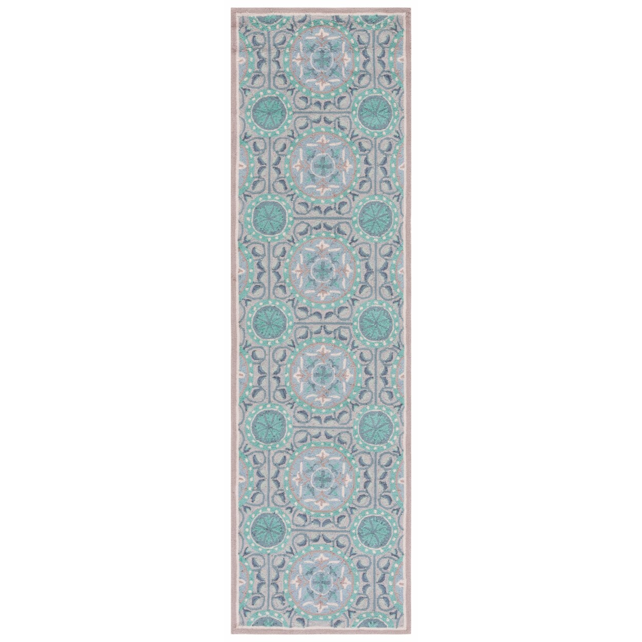 Safavieh Four Seasons Frs485D Mint / Aqua Rug Geometric Pattern Hand Hooked