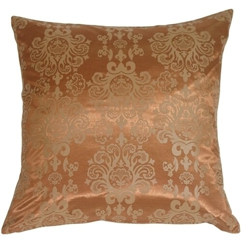 Pillow Decor   - Copper with Copper Baroque Pattern Throw Pillow