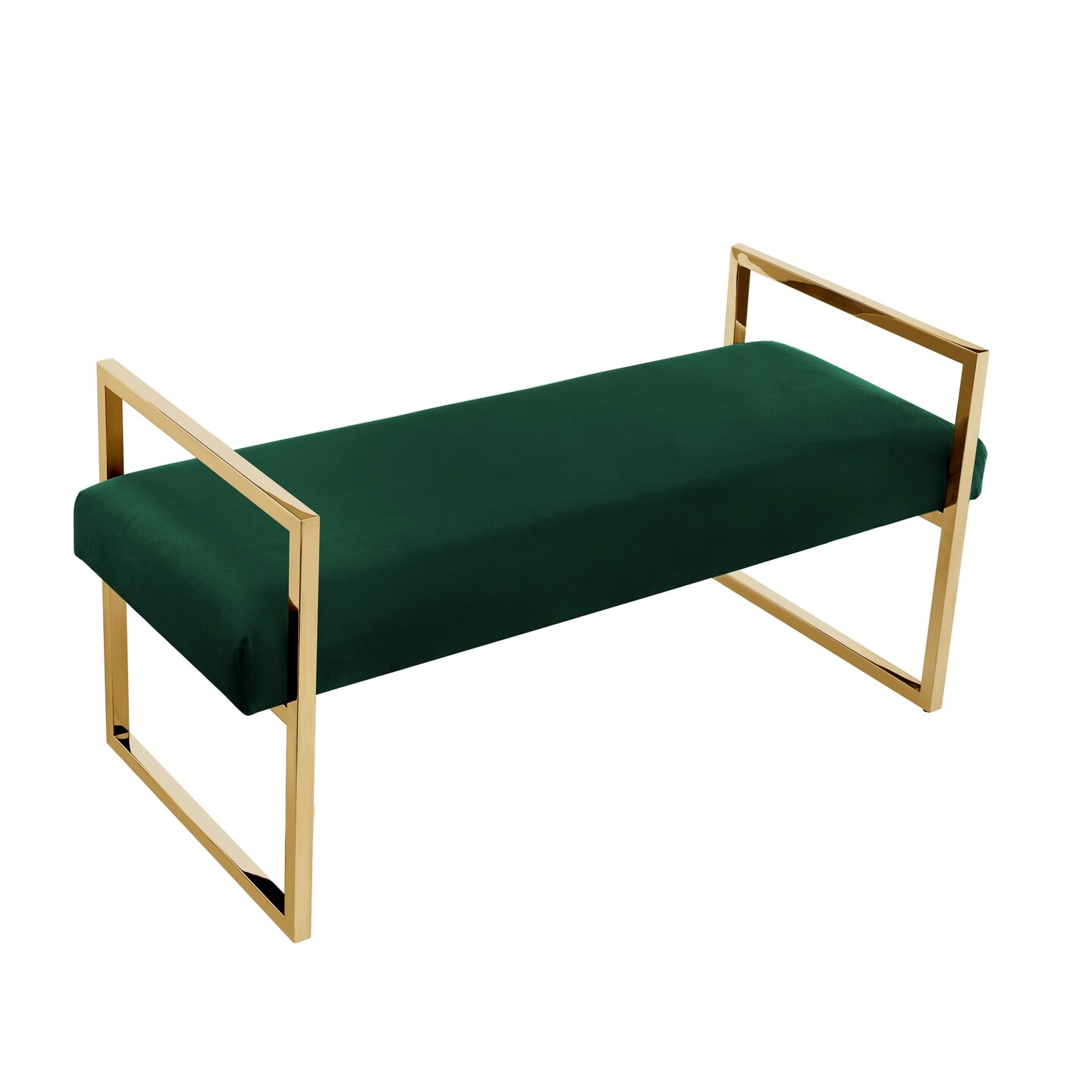 Maja Velvet/PU Leather Bench With Chrome/Gold Base