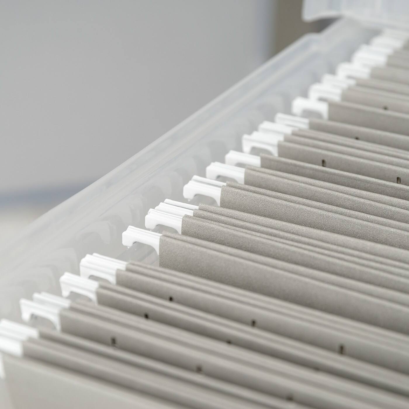 IRIS USA 44 Quart Letter/Legal File Tote Box, BPA-Free Storage Bin Tote Organizer with Durable and Secure Latching Lid, Black/Clear