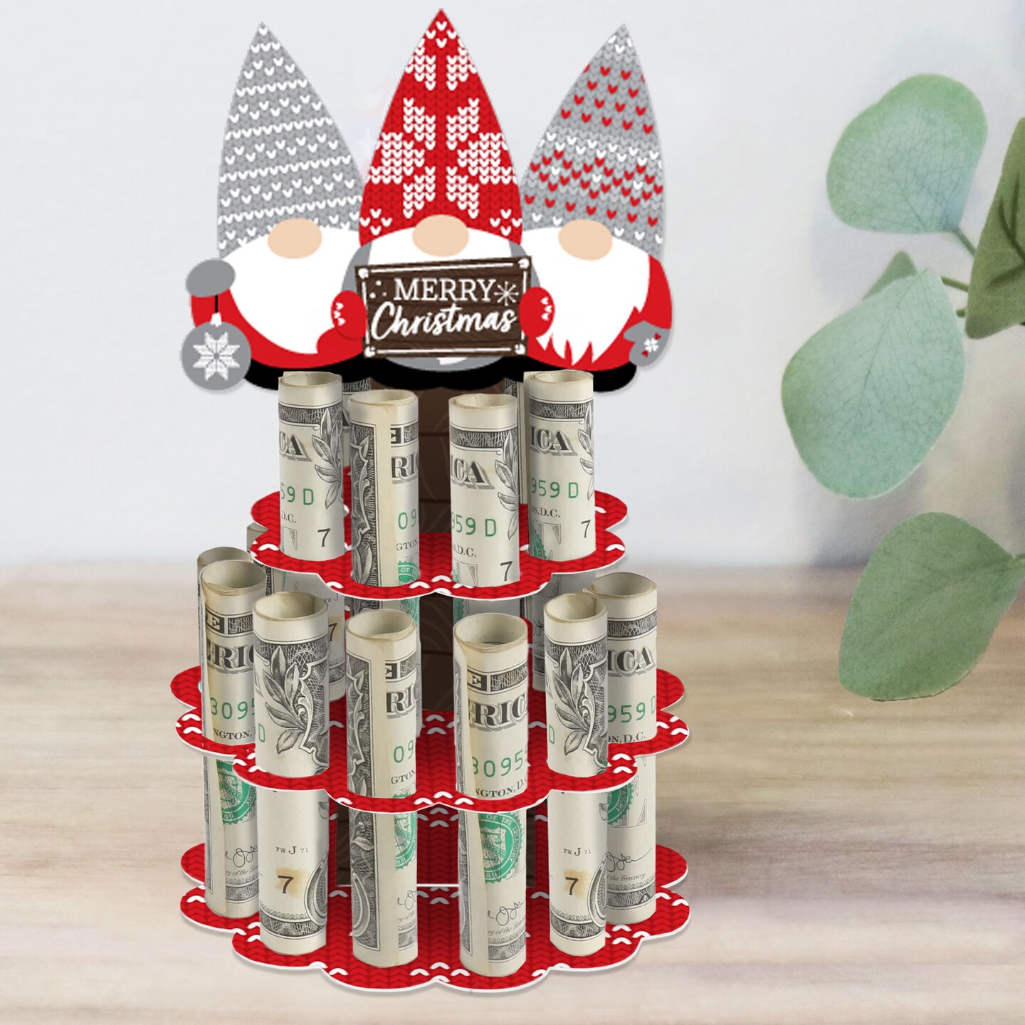 Big Dot of Happiness Christmas Gnomes - DIY Holiday Party Money Holder Gift - Cash Cake