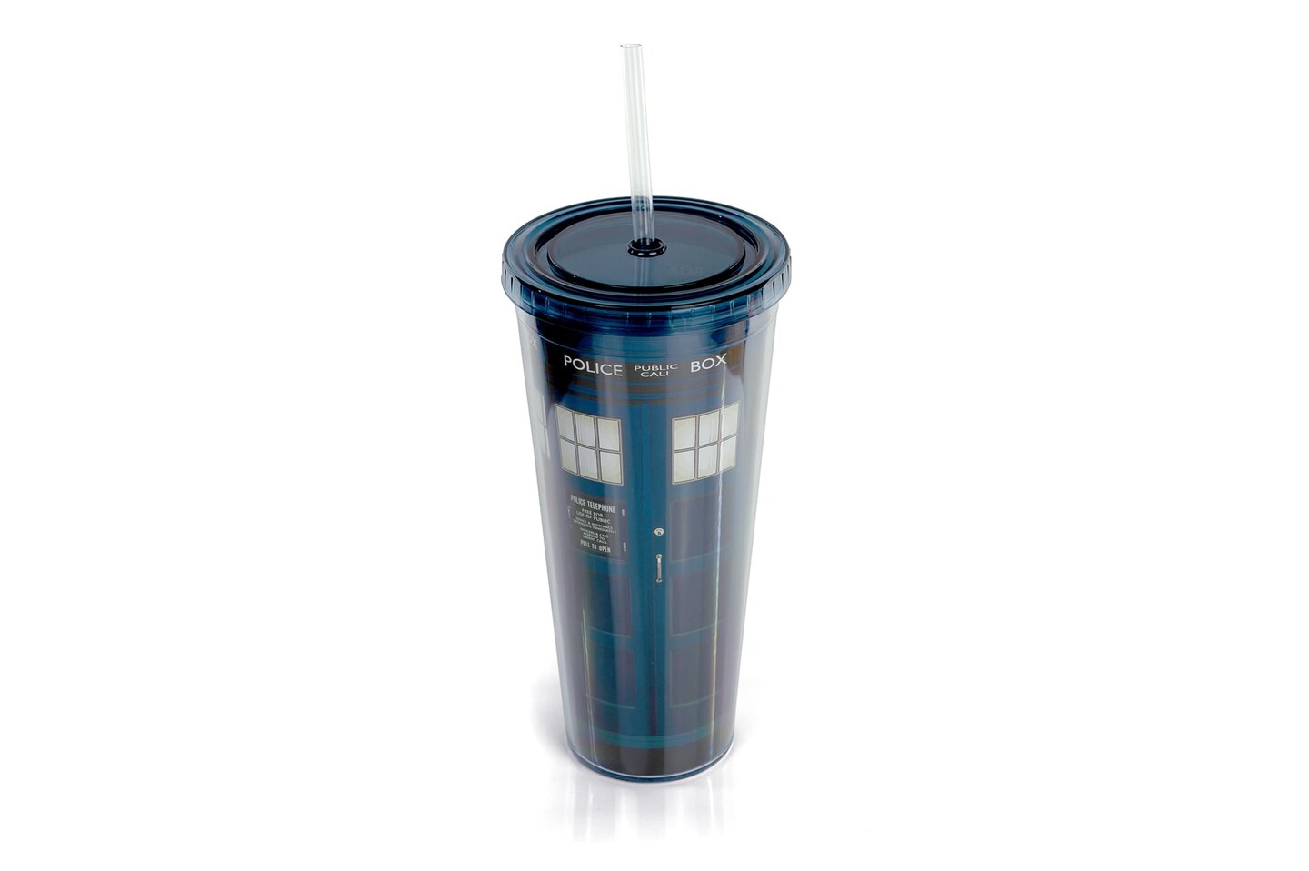 Doctor Who TARDIS 22 Oz Acrylic Travel Tumbler With Lid &#x26; Straw