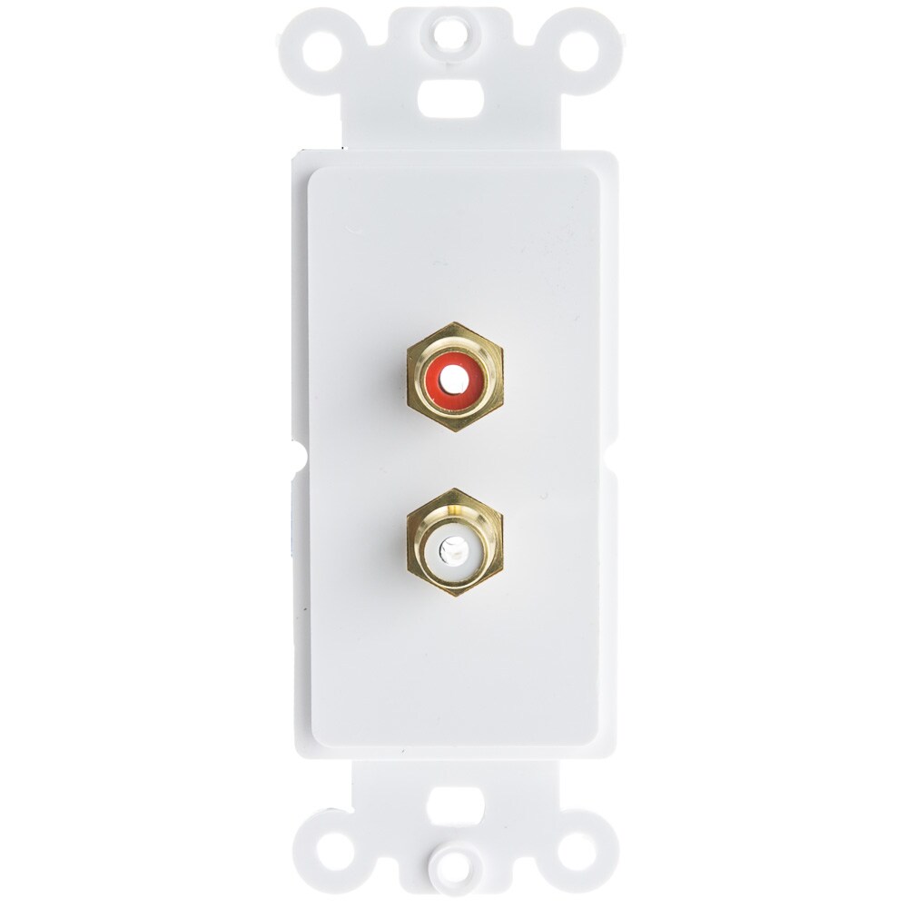 Cable Wholesale Decora Wall Plate Insert, White, Rca Stereo Couplers (Red, White), 2 Rca Female