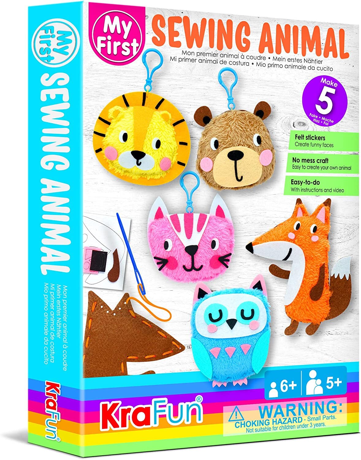 My First Sewing Kit for Beginner Kids Arts & Crafts, 6 Easy DIY Projects of  Stuffed