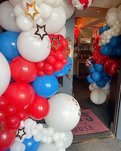 60-Piece Red, White, and Blue Balloons Set - 12-Inch Latex Balloons with Confetti Balloons for Independence Day, Veterans Memorial, Patriotic 4th of July, Anniversary, and Birthday Party Decorations