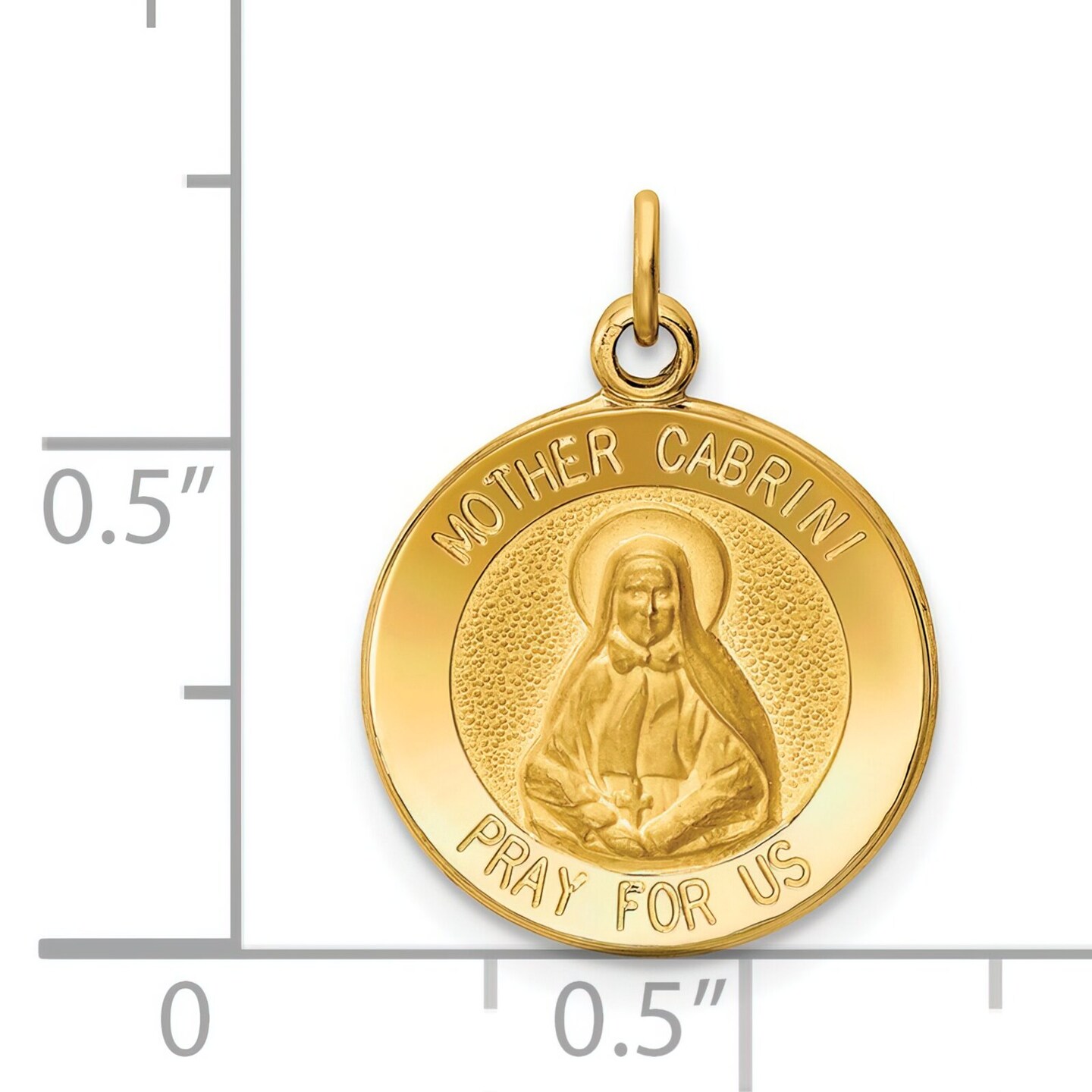 14K Yellow Gold Mother Cabrini Medal Charm Pendant Jewerly 23mm x 15mm