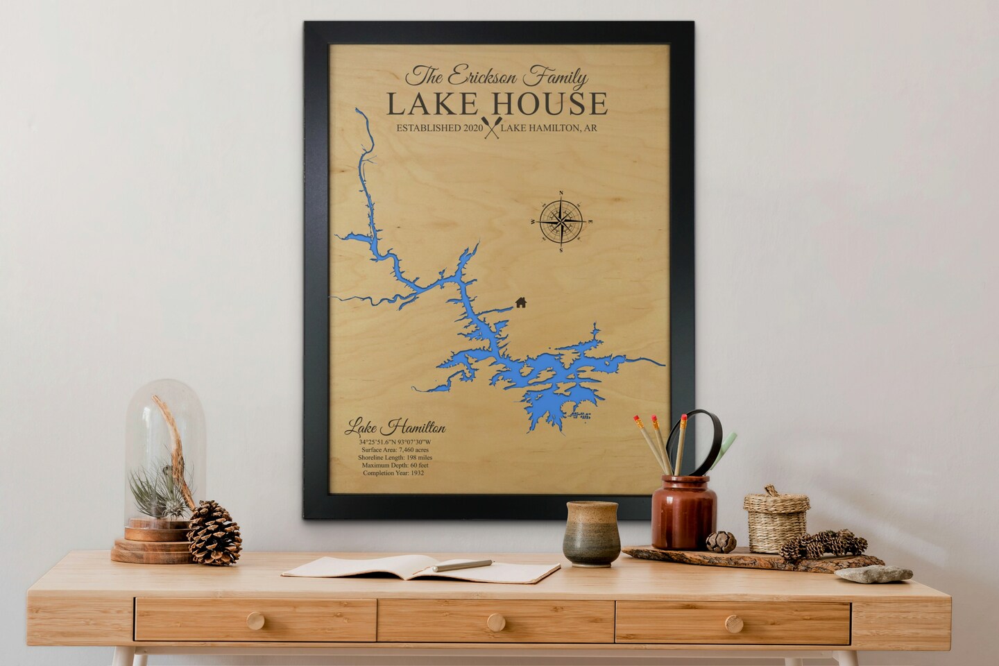 Custom Lake Map, Cabin Lake Map, Lake discount House Decor, Family Cabin Art, Lake House Wall Art, Lake House Decor, Lake of the Ozarks