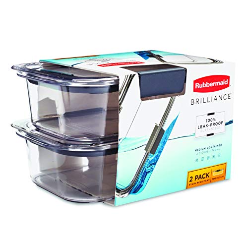 Rubbermaid Brilliance Food Storage Container, Medium, 3.2 Cup, Clear,  2-Pack (2025333)