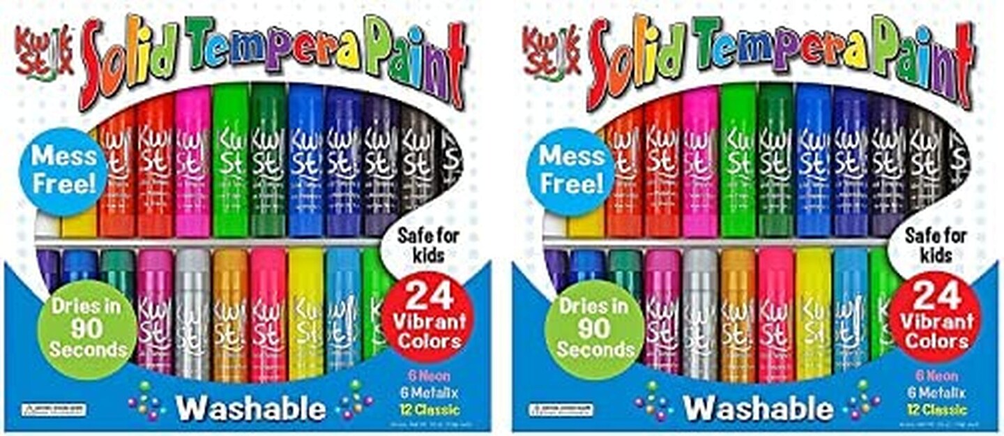 The Pencil Grip Kwik Stix Solid Tempera Paint Sticks, 12 Classic Colors -  New