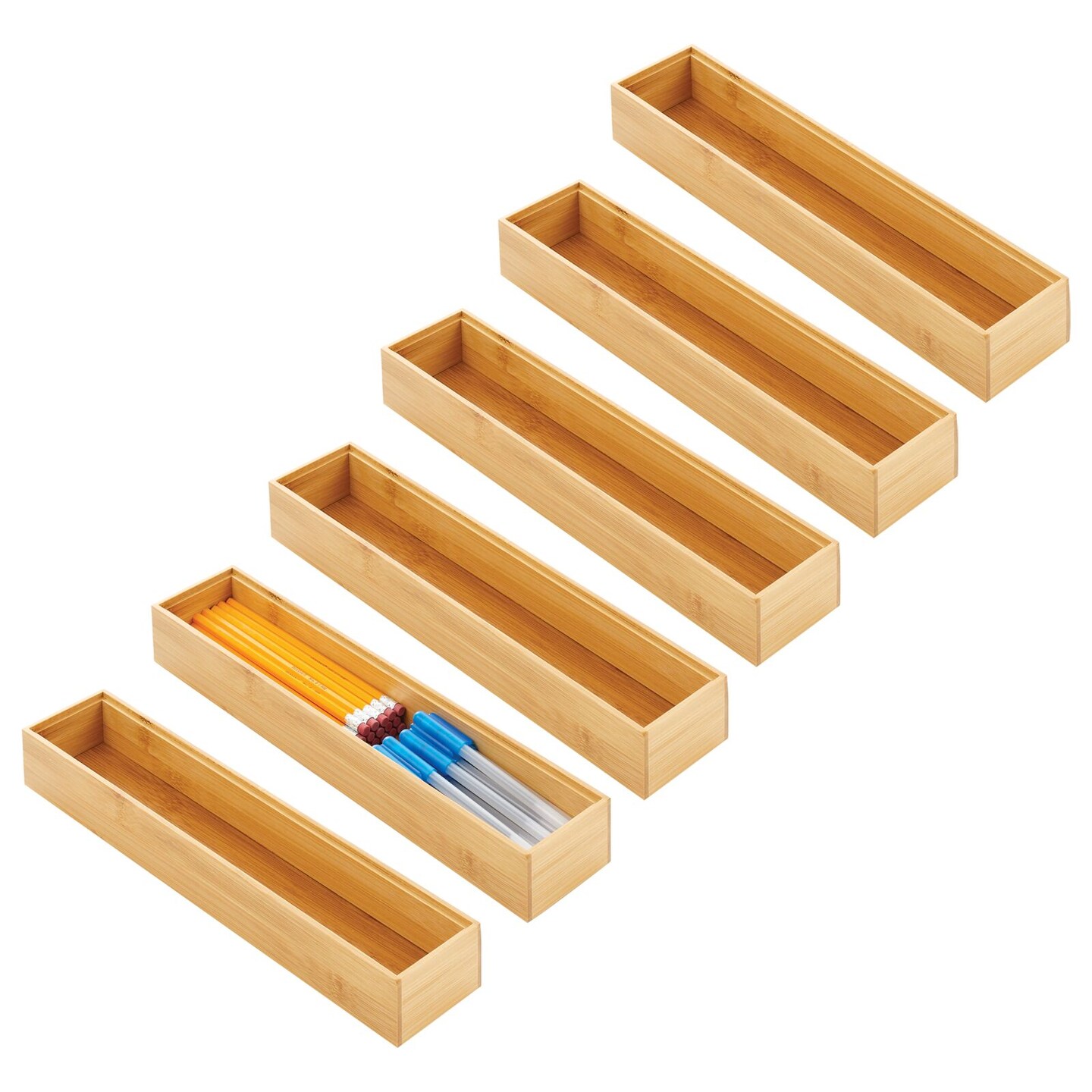 mDesign Bamboo Drawer Organizer Tray for Office