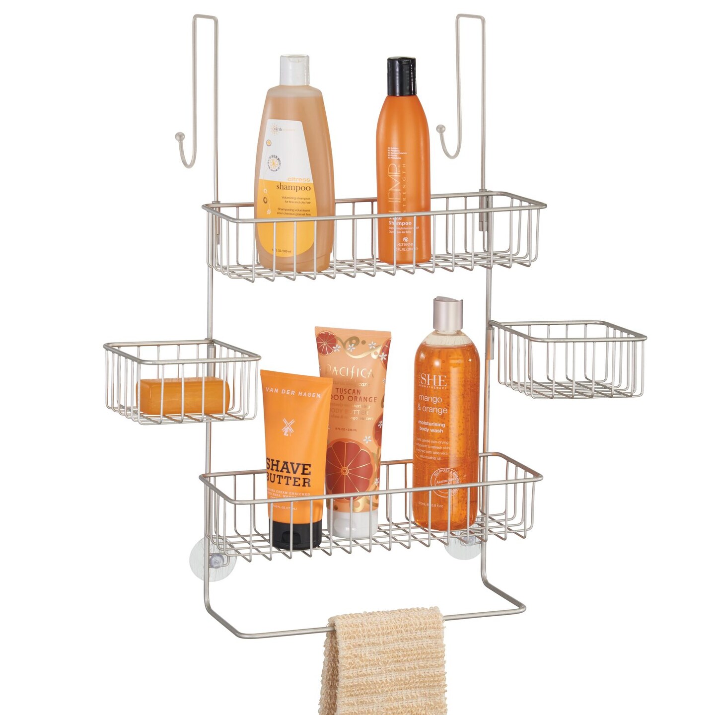 mDesign Steel Bathroom Shower Caddy Hanging Rack Storage Organizer
