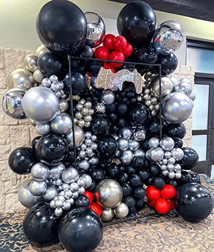100 Pack 12 Inch Black Latex Balloons - Round Helium Balloons for Black Themed Wedding, Graduation, Anniversary, and Birthday Party Backdrop Decorations