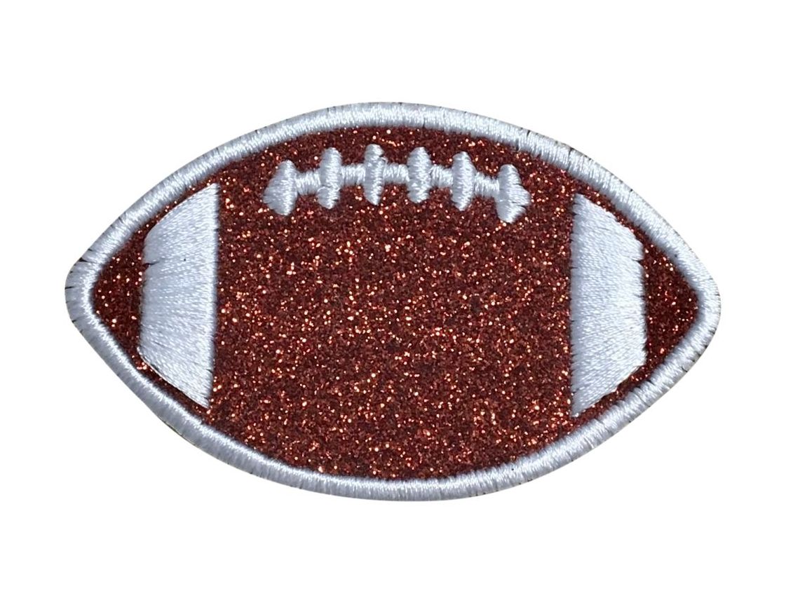 5&#x22; Glitter Football, Sports, Embroidered, Iron on Patch