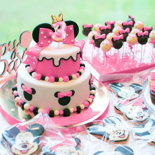 Pink Birthday Candle - Number 3 Cake Topper for Girls, Ideal for Birthday Baking, Celebrations, Reunions, and Anniversary Party Supplies