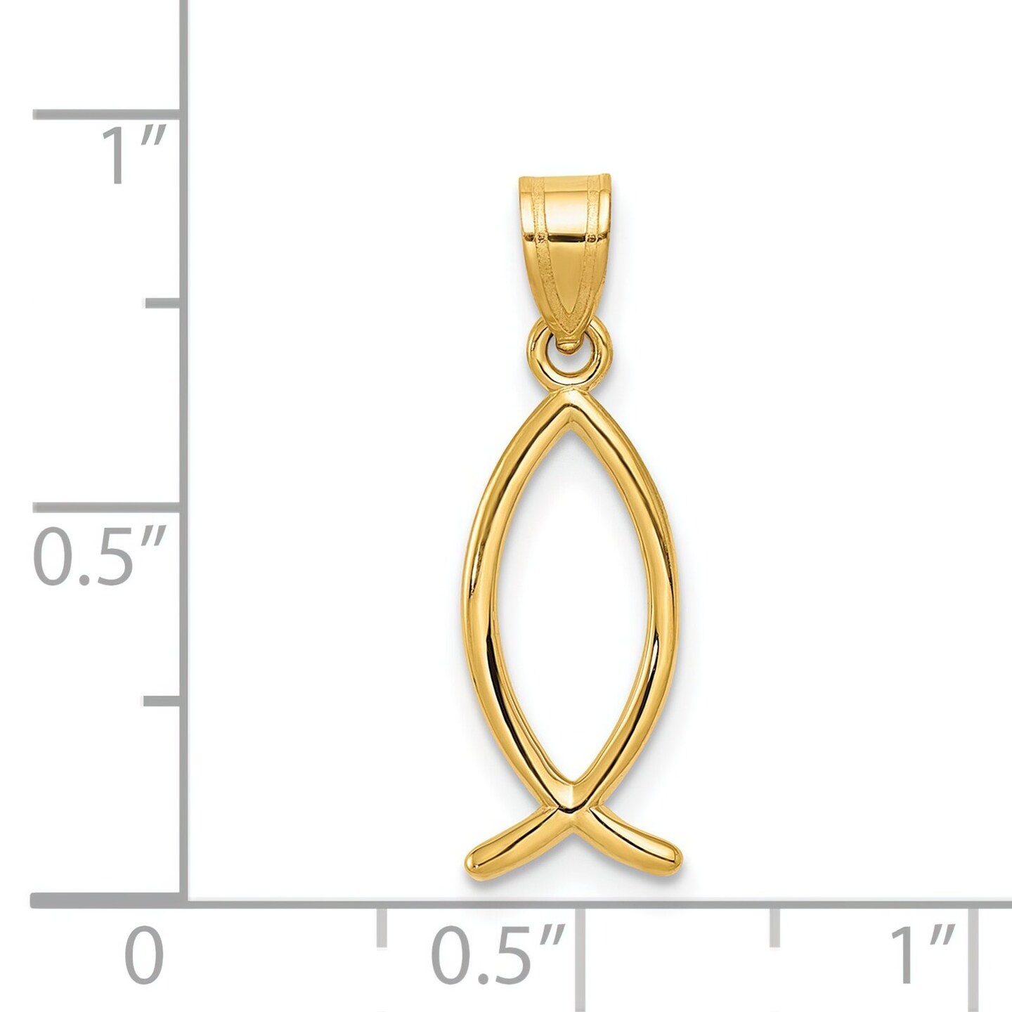 14K Yellow Gold Ichthus Fish  Charm Pendant Jewelry