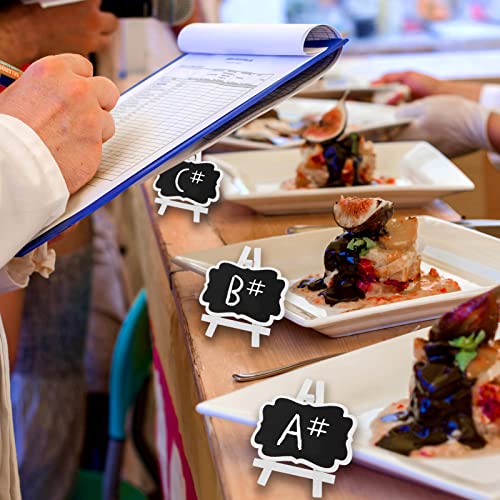 16 Pack Mini Chalkboard Sign for Food, Buffet, Wedding, Brunch, and Party, Catering Supplies Display, Table Number, and Place Card, Wooden White Framed Easel and Board with Erasable Marker