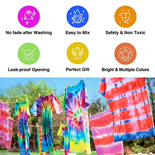 Tie Dye Powder Refills 400g - 20 Vibrant Colors Permanent Tie Dye Powder for Tie Dyeing, Easy to Use &#x26; Non-Toxic Tie Dye Powder Bulk for Kids Adults