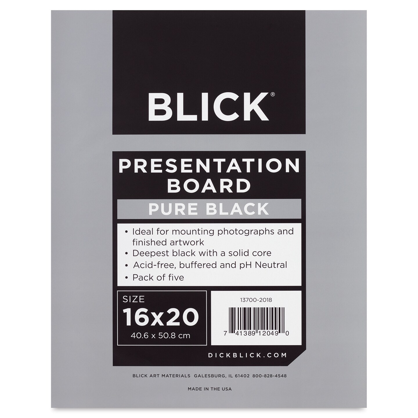 Blick Presentation Board Pack - 16&#x22; x 20&#x22;, Pure Black, Pkg of 5