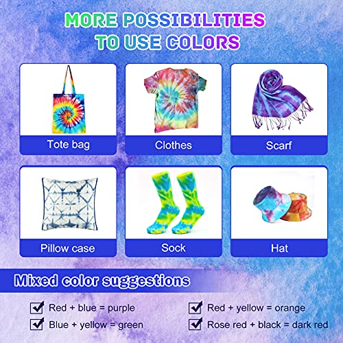 MojiDecor 32 Color Tie Dye Kit, Fabric Dye Art Kit for Kids, Adults and Partues with Rubber Bands, Gloves, Plastic Film and Table Covers
