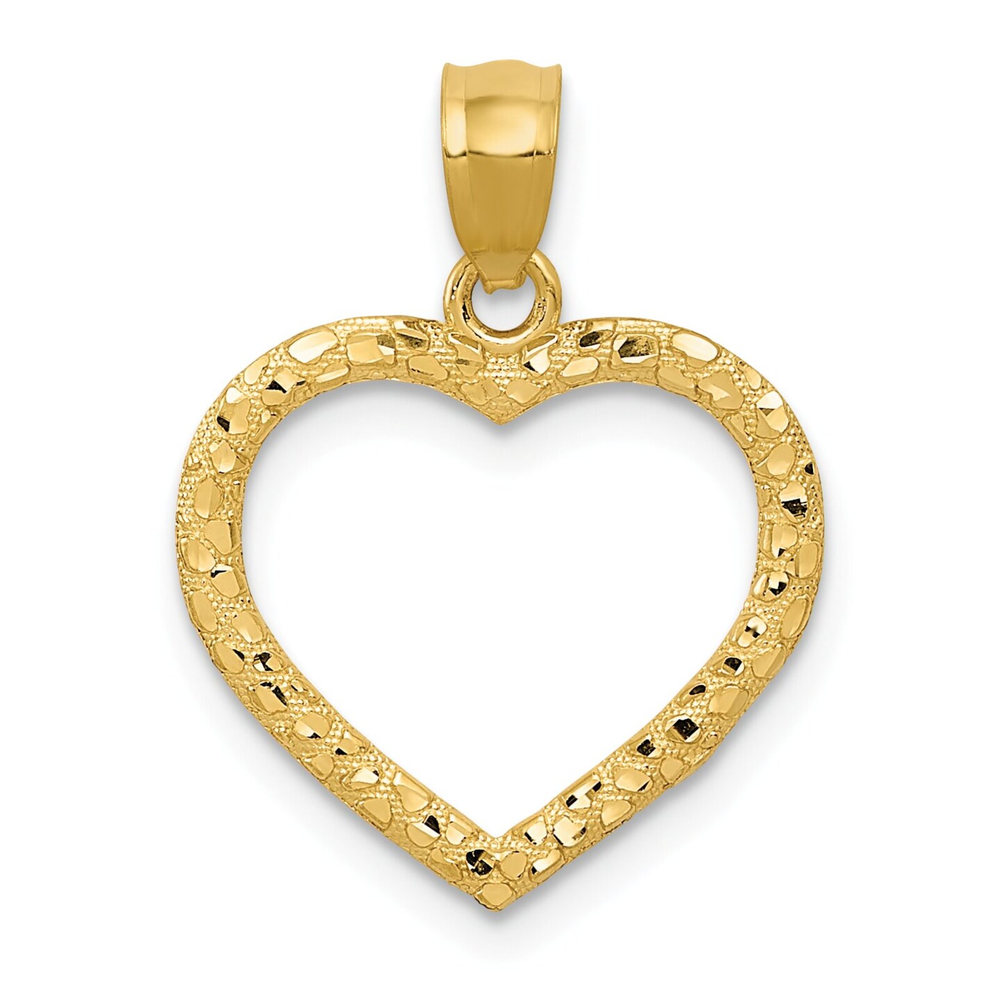 14K Gold Nugget Heart Pendant Charm Jewelry FindingKing 21mm x 15mm