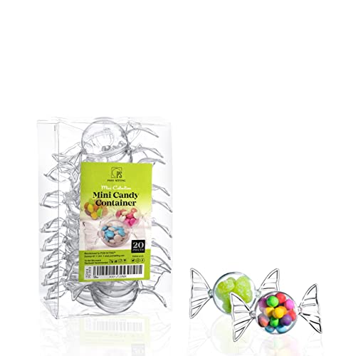 20 Pck Mini Candy Shaped Container with Cover, Heavyweight Clear Plastic Candy Jar, Elegant Disposable Candy Container. 20 Count