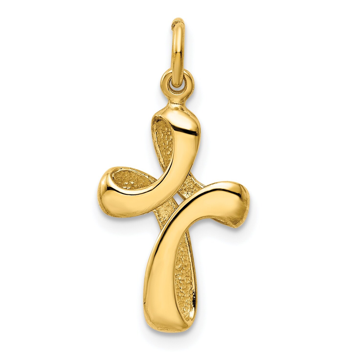 14K Yellow Gold Cross Charm Pendant Religious Jewelry 26 X 12mm