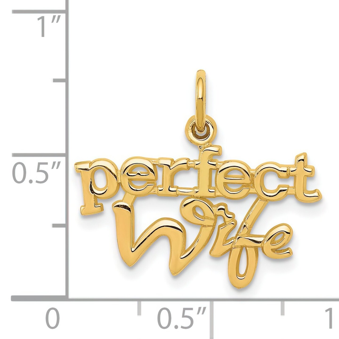 14K Yellow Gold Perfect Wife Charm Love Jewelry Pendant 20mm x 22mm