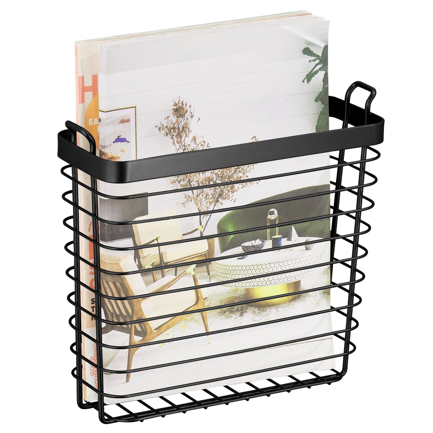 mDesign Metal Wire Wall Mount Magazine Holder, Storage Organizer Rack