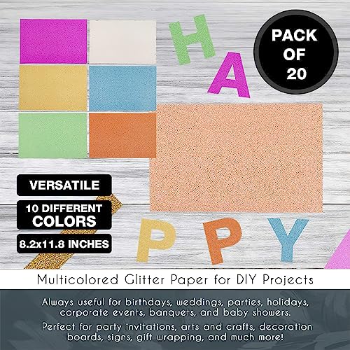 RHcXcYTJ RNAB0B8WVKWTF glitter cardstock, 250 gsm,30 sheets, glitter paper  for crafts, birthday and wedding party decorations, gift box packing and