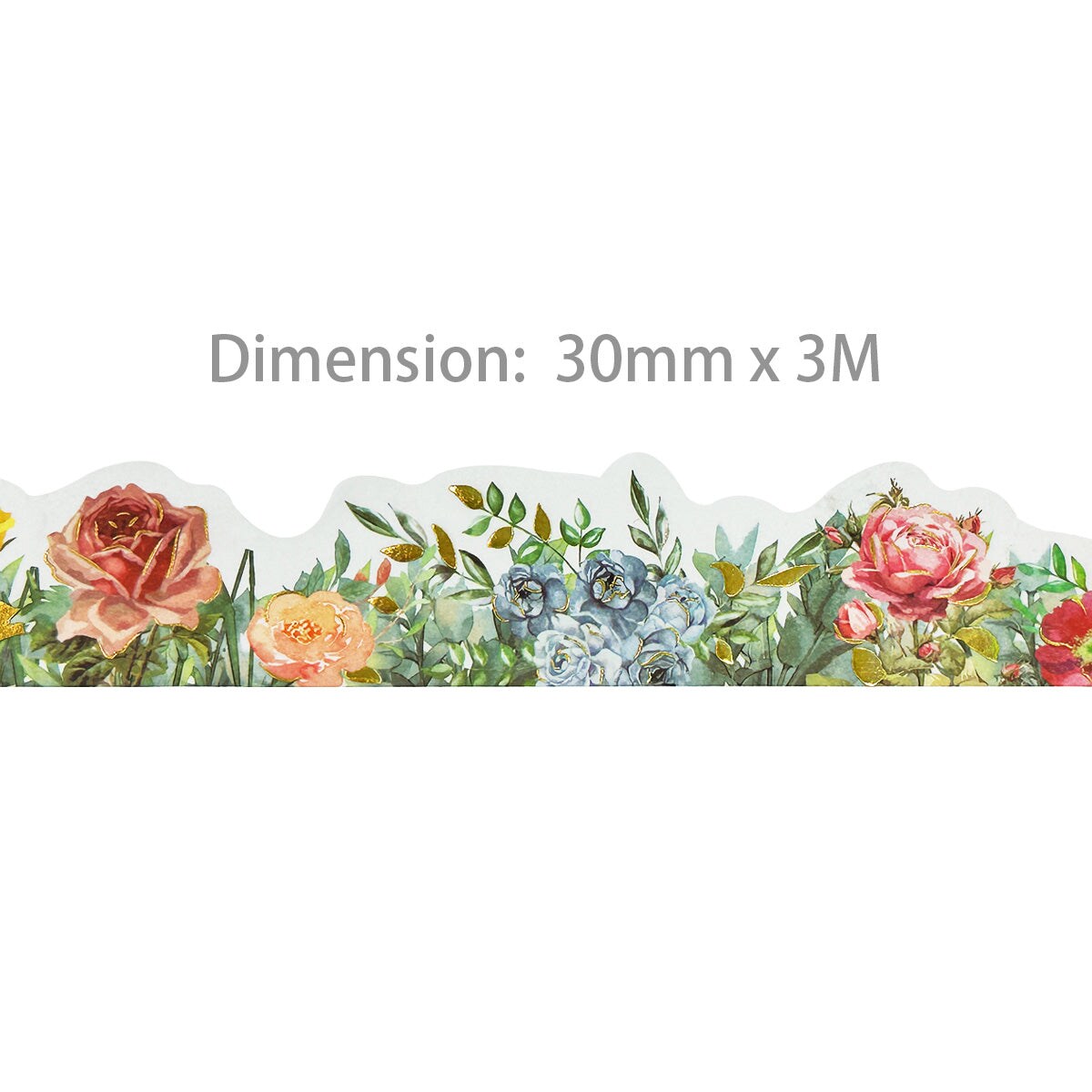 Wrapables Landscape Floral Metallic Gold Foil Washi Tape, 30mm x 3M